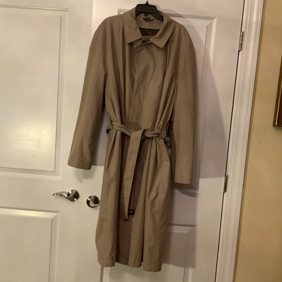 Jos A Bank Men’s 46L Trench Coat Beige Long Removable Plaid Wool Blend Liner - Picture 9 of 9